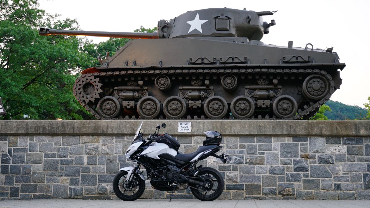 Brand new Kawasaki Versys 650 with historic tough machine